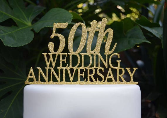 50th Wedding Anniversary Cake Topper - Assorted Colours
