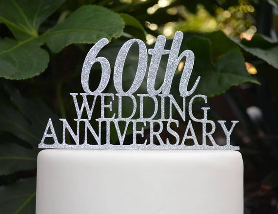 60th Wedding Anniversary Cake Topper Assorted Colours