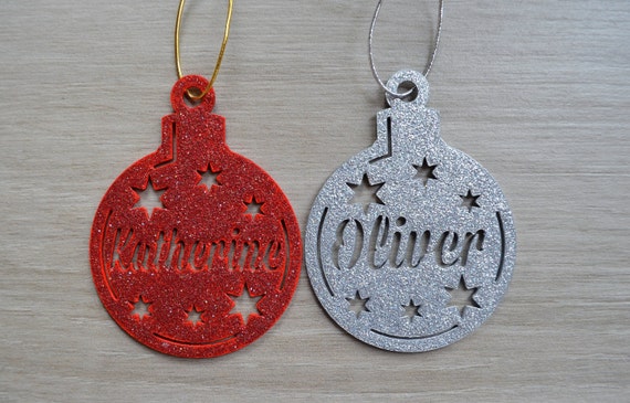 Christmas Name Bauble Gift Name Tag - Assorted Colours