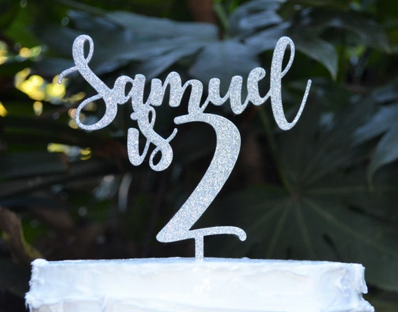 Age 2 Custom/Personalized Name Birthday Cake Topper - Assorted Colours