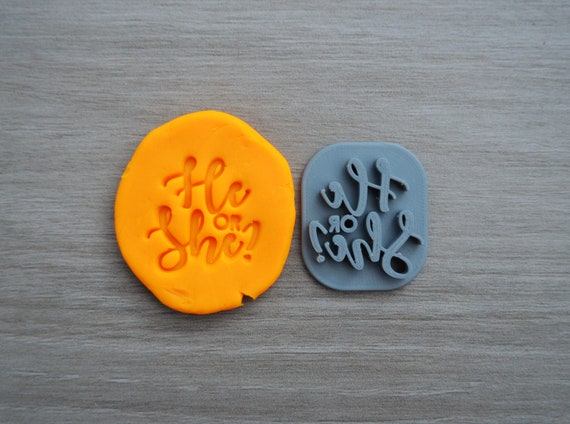 He or She Imprint 3.3cm Cookie/Fondant/Soap/Embosser Stamp