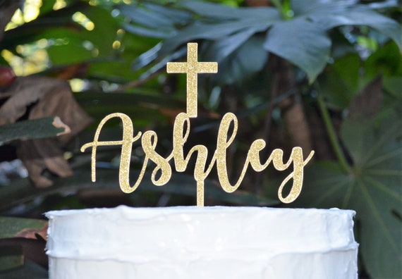 Name Cake Topper Cross Baptism Christening Confirmation Custom Personalized Cake Topper Font 2