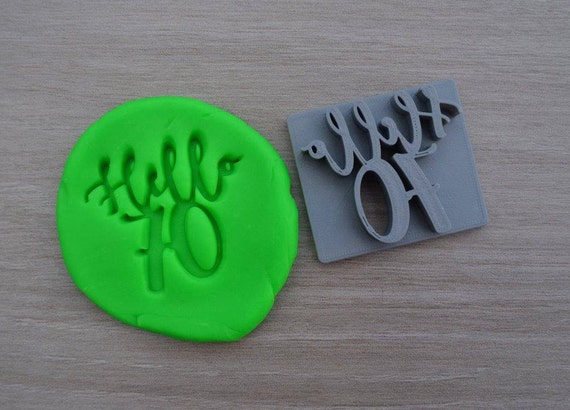 Hello 70 Birthday Imprint Cookie/Fondant/Soap/Embosser Stamp