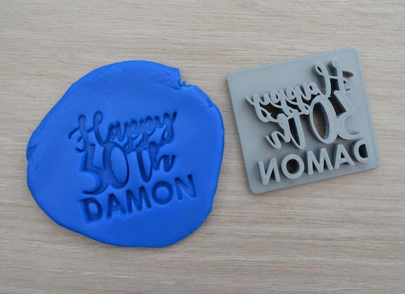 Happy 30th Birthday Custom/Personalized Name Imprint Cookie/Fondant/Soap/Embosser Stamp