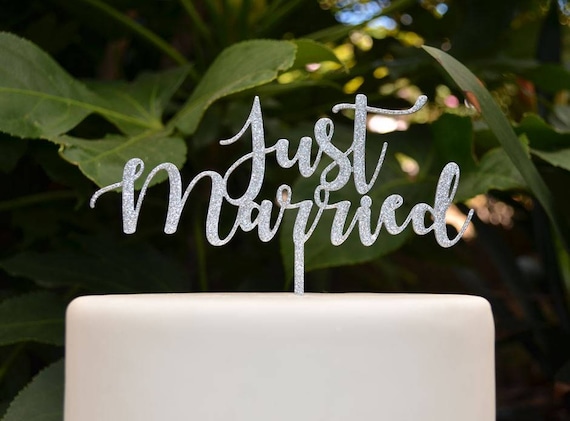Just Married Cake Topper - Bride and Groom Wedding Cake Topper