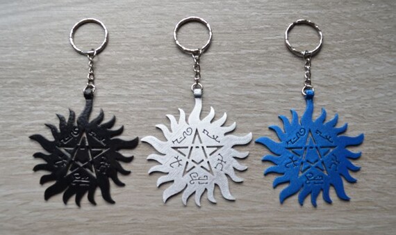 Protection Tattoo & Devil's Trap - Keyring Keychain Bag clip - Pentacle