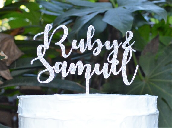 Name and Name Cake Topper - Wedding Baby Custom Personalized Name Cake Topper