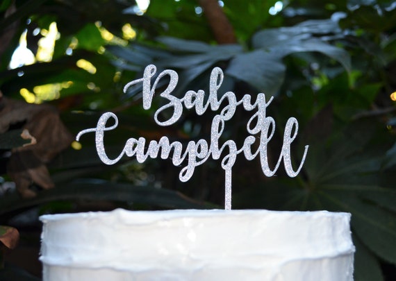 Baby Name Cake Topper Custom Personalized - Baby Shower Cake Topper - Baby Boy Baby Girl Cake Topper Font 2