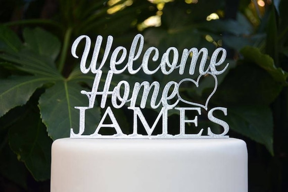 Welcome Home Custom/Personalized Name Cake Topper - Assorted Colours