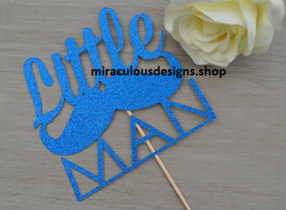 Little Man Cake Topper - Baby Shower Cake Topper - Baby Boy Cake Topper - Assorted Colours