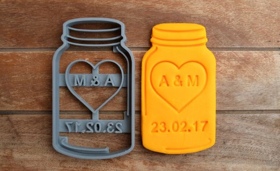 Mason Jar Wedding Shower Bridal Anniversary Engagement Party Cookie Cutter Fondant Cutter Party Favor Custom/Personalised
