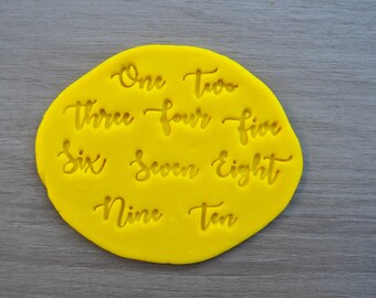 One - Ten Word Number Birthday Imprint Cookie/Fondant/Soap/Embosser Stamp