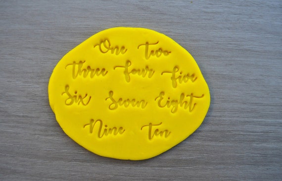 One - Ten Word Number Birthday Imprint Cookie/Fondant/Soap/Embosser Stamp