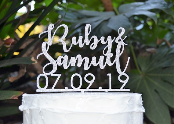 Name and Name and Date Cake Topper - Wedding Custom Personalized Name Cake Topper