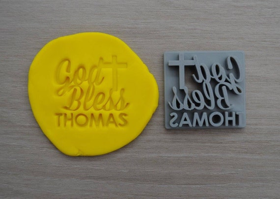 God Bless Name Cross Imprint Custom Personalized Cookie/Fondant/Soap/Embosser Stamp