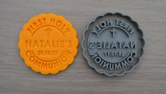 First Holy Communion Any Name and Date Cookie Cutter Fondant Cutter Stamp Party Favor Cake Topper Custom/Personalised