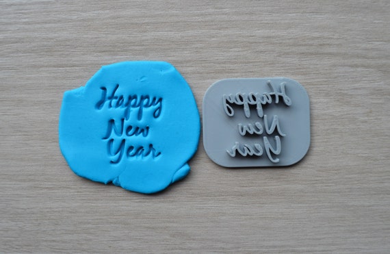 Happy New Year Imprint Font 2 Cookie/Fondant/Soap/Embosser Stamp