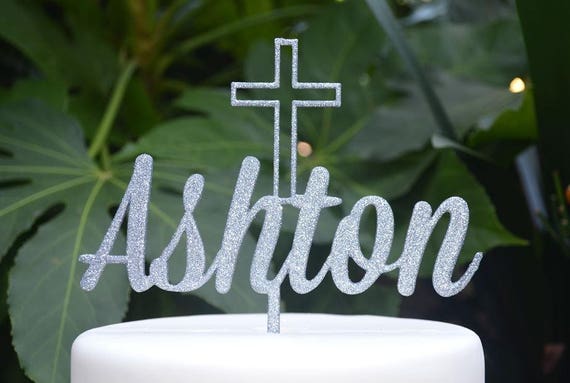 Name Cake Topper Cross Baptism Christening Confirmation Custom Personalized Cake Topper Font 1
