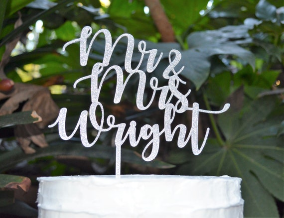 Mr & Mrs Name Wedding Cake Topper - Bride and Groom Wedding Personalised Cake Topper
