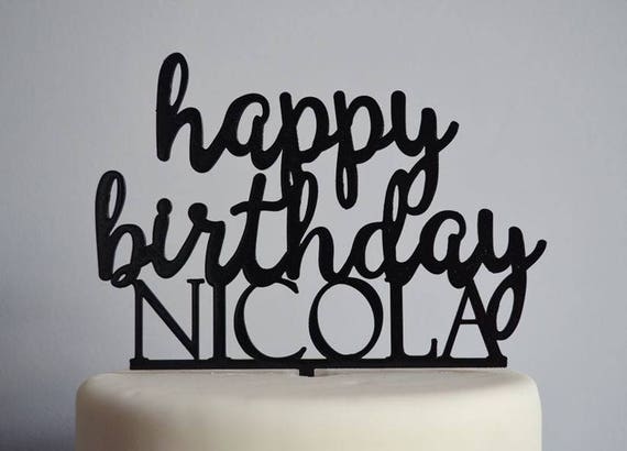 Happy Birthday Custom/Personalized Name Cake Topper - Assorted Colours