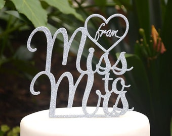 From Miss to Mrs Wedding Engagement Cake Topper - Bride and Groom Wedding Cake Topper - Bridal Shower Kitchen Tea Party