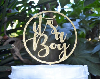 Circle Its a Boy Cake Topper - Baby Shower Cake Topper - Baby Boy Cake Topper
