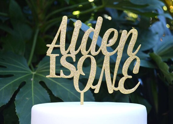 Age One Custom/Personalized Name Birthday Cake Topper - Assorted Colours