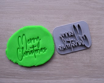Merry Christmas Imprint Font 3 Cookie/Fondant/Soap/Embosser Stamp