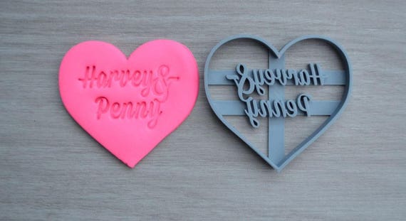 Heart Wedding Shower Bridal Anniversary Engagement Valentine Party Name Cookie Cutter Fondant Cutter Party Favor Custom/Personalised