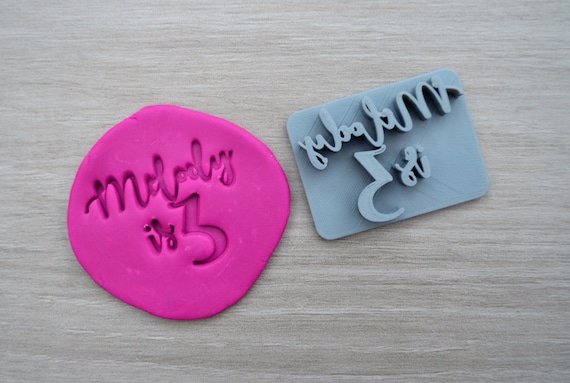 Age 3 Custom/Personalized Name Cookie/Fondant/Soap/Embosser Stamp