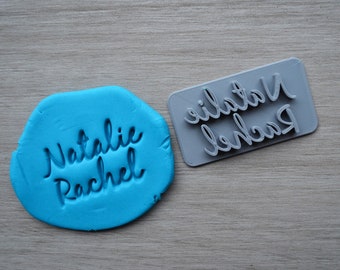 Custom Name 2 line Imprint Font 2 Cookie/Fondant/Soap/Embosser Stamp