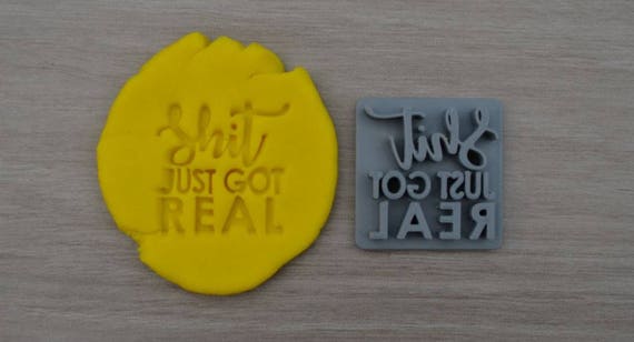 Shit Just Got Real Imprint Cookie/Fondant/Soap/Embosser Stamp