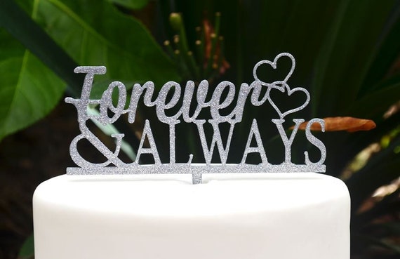 Forever & Always Wedding Engagement Heart Cake Topper - Bride and Groom Wedding Cake Topper