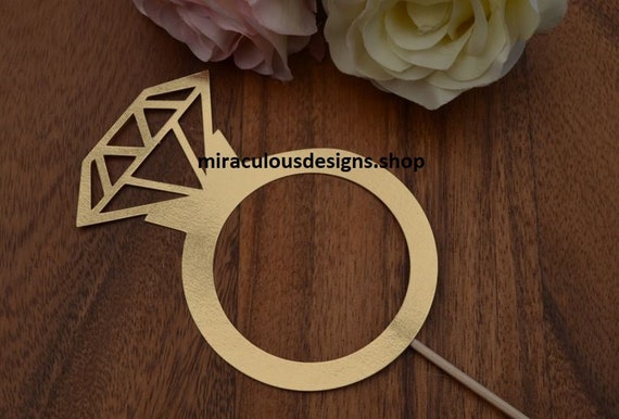 Engagement Ring Cake Topper - Wedding Ring Cake Topper - Diamond Ring Cake Topper