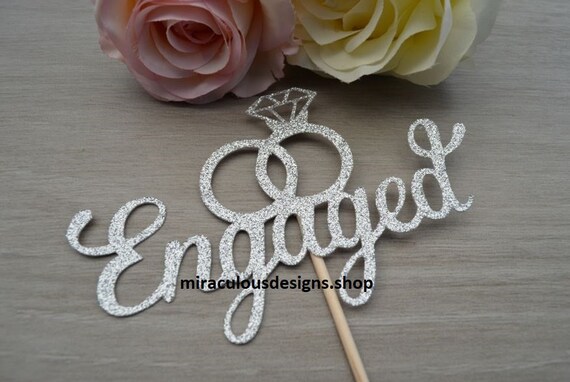 Engagement Cake Topper - Wedding Ring Cake Topper - Diamond Ring Cake Topper - Assorted Colours