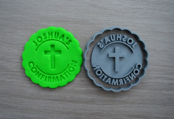 Confirmation Any Name and Cross Cookie Cutter Fondant Cutter Stamp Party Favor Cake Topper Custom/Personalised