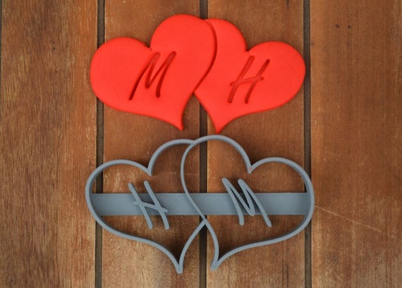 Double Heart Wedding Shower Bridal Anniversary Engagement Valentine Party Cookie Cutter Fondant Cutter Party Favor Custom/Personalised