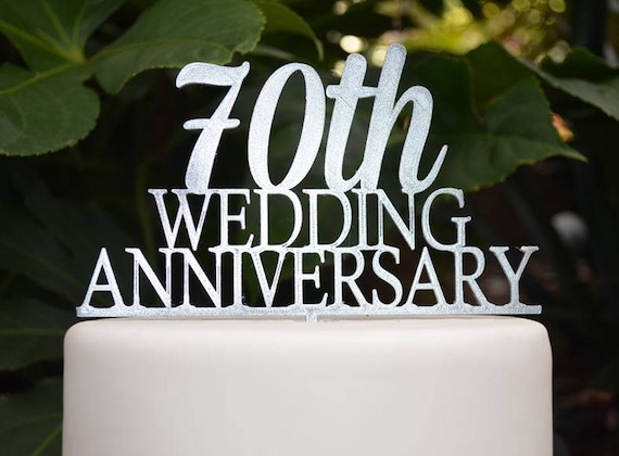70th Wedding Anniversary Cake Topper - Assorted Colours