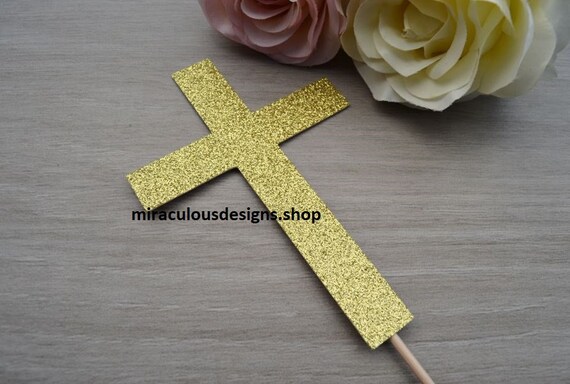 Cross Christening Baptism Confirmation Cake Topper - Assorted Colours