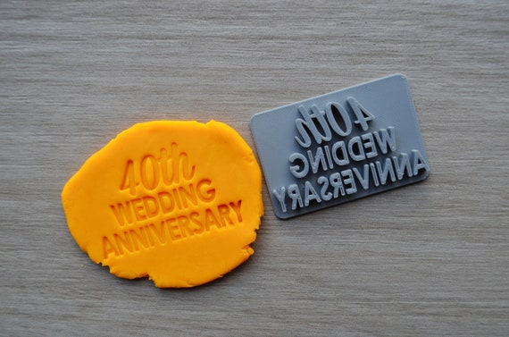 40th Wedding Anniversary Imprint Cookie/Fondant/Soap/Embosser Stamp