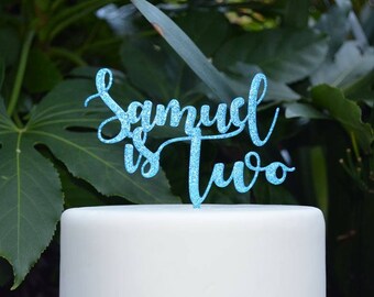 Age Two Custom/Personalized Name Birthday Cake Topper - Assorted Colours