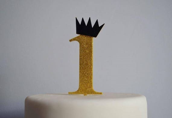 One with Crown Birthday Cake Topper - 1st Birthday Cake Topper - Assorted Colours