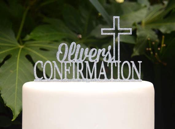Confirmation Cross Baptism Christening First Communion Custom Personalized Name Cake Topper