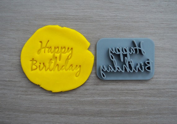 Happy Birthday Font 3 Imprint Cookie/Fondant/Soap/Embosser Stamp