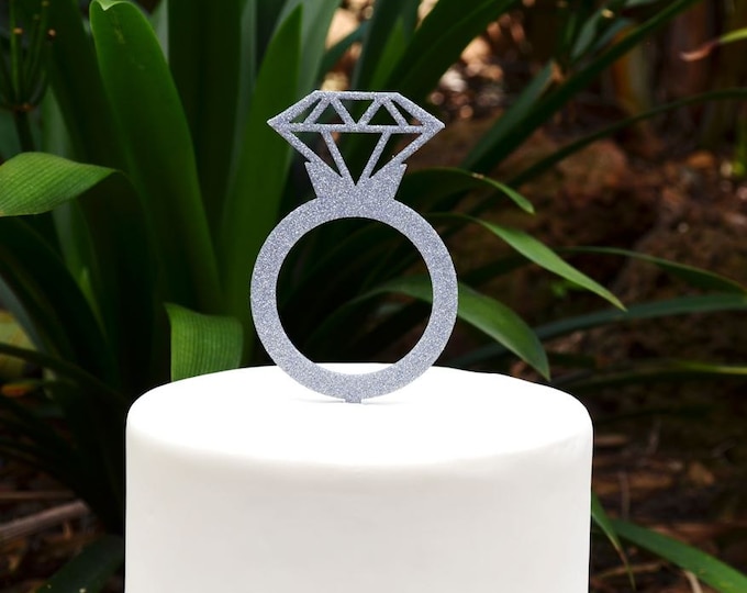 Engagement Ring Cake Topper - Wedding Ring Cake Topper - Diamond Ring Cake Topper