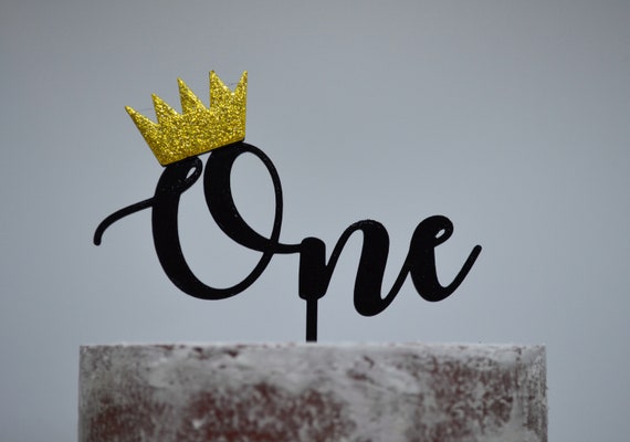 One with Crown Birthday Cake Topper - 1st Birthday Cake Topper - Assorted Colours