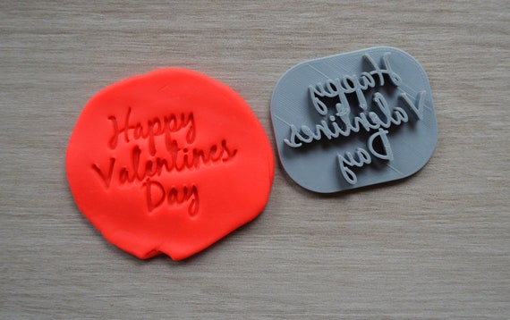 Happy Valentines Day Imprint Font 2 Cookie/Fondant/Soap/Embosser Stamp