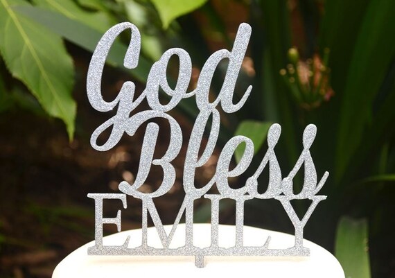 God Bless Baptism Christening Confirmation Custom Personalized Name Cake Topper