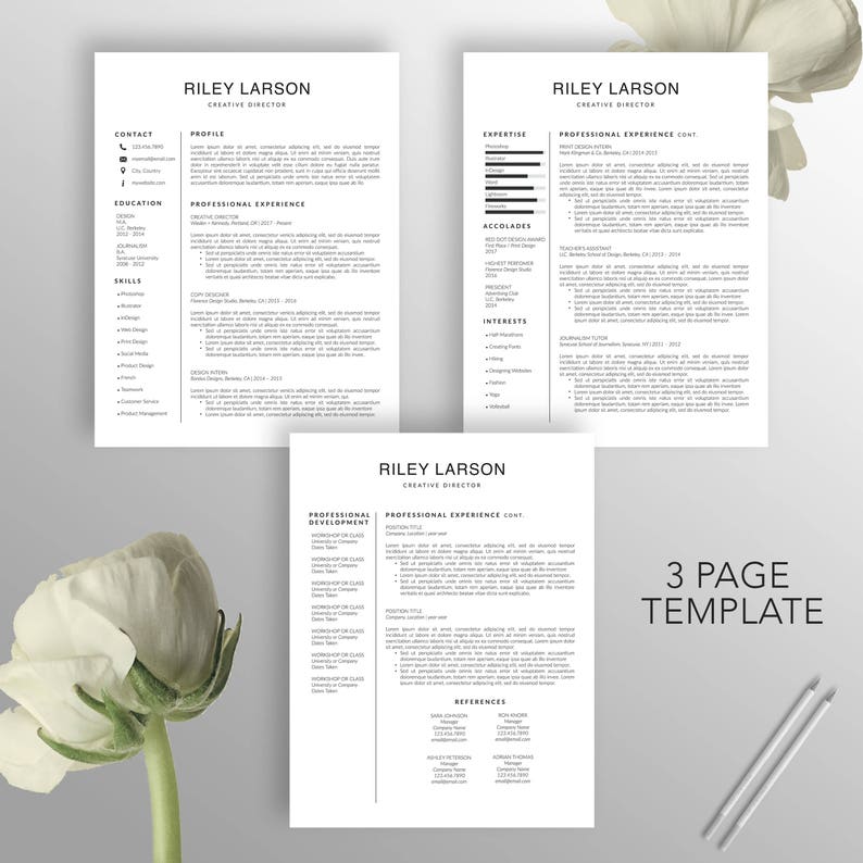 Simple Resume Word CV Template US Letter Instant Download Riley Creative Resume Template Cover Letter Professional Resume Modern A4