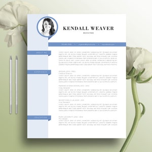 Creative Resume Template, Instant Download, Professional Resume, Modern Resume, Modern Resume, Printable Resume, CV Template, Word, Kendall